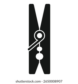 Simple icon of a black clothes peg with a round head, useful for laundry and housekeeping concepts