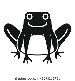 Icono simple de una rana sonriente en blanco y negro