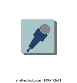 Simple icon. Blue colors. Flat design. Cold shades. Microphone.
