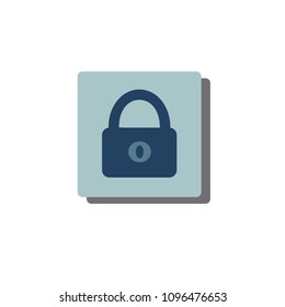 Simple icon. Blue colors. Flat design. Cold shades. Lock.
