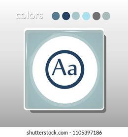 Simple icon. Blue colors. Flat design. Cold shades. Illustration can be used in the internet shop,
banners, websites, computer programs, advertisements. Education icon. Alphabet. Letters.