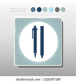 Simple icon. Blue colors. Flat design. Cold shades. Illustration can be used in the internet shop, banners, websites, computer programs, advertisements. Pencil icon.