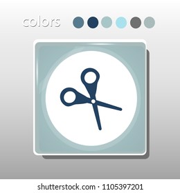 Simple icon. Blue colors. Flat design. Cold shades. Illustration can be used in the internet shop,
banners, websites, computer programs, advertisements. Scissors icon.

