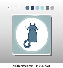Simple icon. Blue colors. Flat design. Cold shades. Illustration can be used in the internet shop,
banners, websites, computer programs, advertisements. Cat icon.
