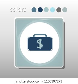 Simple icon. Blue colors. Flat design. Cold shades. Illustration can be used in the internet shop,
banners, websites, computer programs, advertisements. Suitcase icon.
