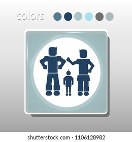 Simple icon. Blue colors. Flat design. Cold shades. Illustration can be used in the internet shop,
banners, websites, computer programs, advertisements. Robot icon.
