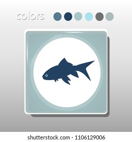 Simple icon. Blue colors. Flat design. Cold shades. Illustration can be used in the internet shop,
banners, websites, computer programs, advertisements. Fish icon.

