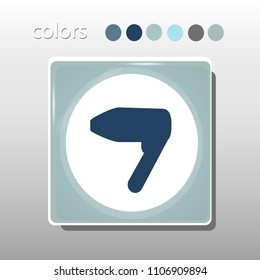 Simple icon. Blue colors. Flat design. Cold shades. Illustration can be used in the internet shop,
banners, websites, computer programs, advertisements. Hair dryer icon.


