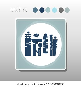 Simple icon. Blue colors. Flat design. Cold shades. Illustration can be used in the internet shop,
banners, websites, computer programs, advertisements.
City icon.

