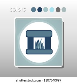 Simple icon. Blue colors. Flat design. Cold shades. Illustration can be used in the internet shop,
banners, websites, computer programs, advertisements. Fireplace icon.

