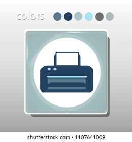 Simple icon. Blue colors. Flat design. Cold shades. Illustration can be used in the internet shop,
banners, websites, computer programs, advertisements. Printer icon.

