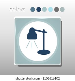 Simple icon. Blue colors. Flat design. Cold shades. Illustration can be used in the internet shop,
banners, websites, computer programs, advertisements. Table lamp icon.