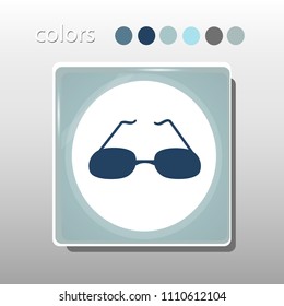 Simple icon. Blue colors. Flat design. Cold shades. Illustration can be used in the internet shop,
banners, websites, computer programs, advertisements. Spectacles icon.

