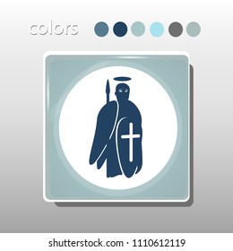 Simple icon. Blue colors. Flat design. Cold shades. Illustration can be used in the internet shop,
banners, websites, computer programs, advertisements. Angel icon.

