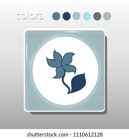 Simple icon. Blue colors. Flat design. Cold shades. Illustration can be used in the internet shop,
banners, websites, computer programs, advertisements. 
Flower icon.