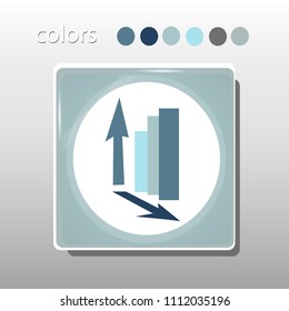 Simple icon. Blue colors. Flat design. Cold shades. Illustration can be used in the internet shop,
banners, websites, computer programs, advertisements. Statistic icon.

