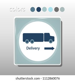 Simple icon. Blue colors. Flat design. Cold shades. Illustration can be used in the internet shop, banners, websites, computer programs, advertisements. Truck icon.

