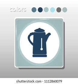 Simple icon. Blue colors. Flat design. Cold shades. Illustration can be used in the internet shop, banners, websites, computer programs, advertisements. Electric kettle icon.

