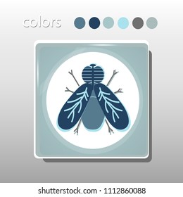 Simple icon. Blue colors. Flat design. Cold shades. Illustration can be used in the internet shop, banners, websites, computer programs, advertisements. Fly icon.

