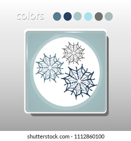 Simple icon. Blue colors. Flat design. Cold shades. Illustration can be used in the internet shop, banners, websites, computer programs, advertisements. Snow icon.

