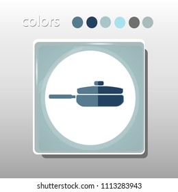 Simple icon. Blue colors. Flat design. Cold shades. Illustration can be used in the internet shop,
banners, websites, computer programs, advertisements. Kitchen.
Frying pan icon.