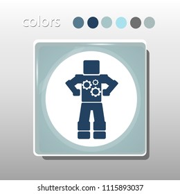 Simple icon. Blue colors. Flat design. Cold shades. Illustration can be used in the internet shop,
banners, websites, computer programs, advertisements. Robot icon.

