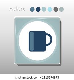Simple icon. Blue colors. Flat design. Cold shades. Illustration can be used in the internet shop,
banners, websites, computer programs, advertisements. Cup icon.

