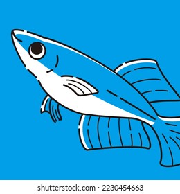 Un simple icono de una killifish cuadrada azul