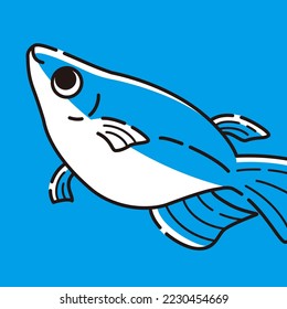 A simple icon of a blue square killifish