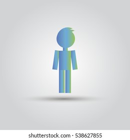Simple Icon blue stick figure man male.