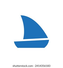 Simple icon of a boat with a sail.