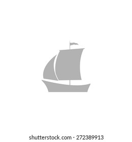 Simple icon boat with a sail.