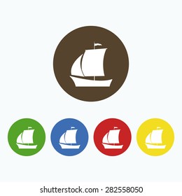 Simple icon boat with a sail.
