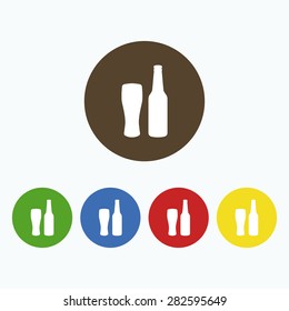 Simple icon bottles and glasses of beer.