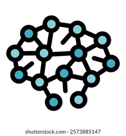 Simple icon of a brain with connected nodes symbolizing a neural network processing information