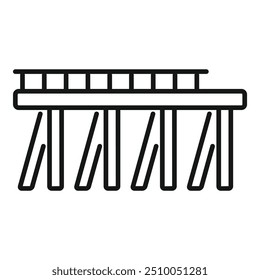Icono simple de un puente que se construye con vigas que sostienen la calzada sobre el agua
