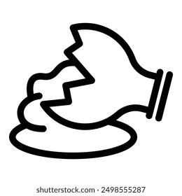 Simple icon of a broken lightbulb with mercury leaking out