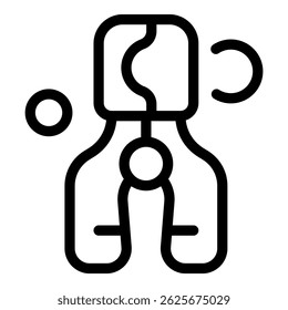 Simple icon of a broken smart clothespin with a crack running down the middle, indicating damage