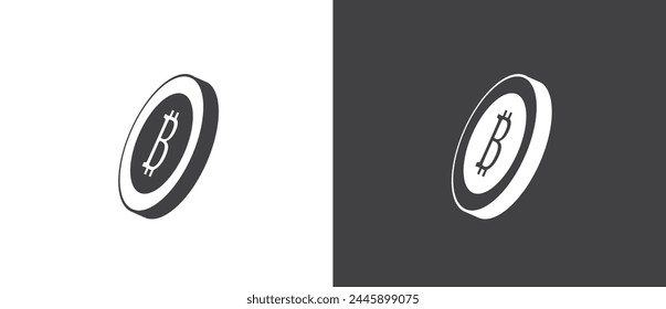 Icono simple de la moneda de Btc, icono de pago digital. Conjunto de Ilustración vectorial de iconos planos de monedas digitales. Conjunto de iconos de moneda moderna, signos y símbolos de moneda y moneda sobre fondo blanco y negro.

