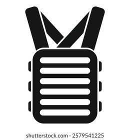 Simple icon of a bulletproof vest protecting from bullets