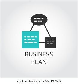 Simple icon of business plan scheme, vector label in flat style for websites, mobile apps and other design needs. Black and green emblem