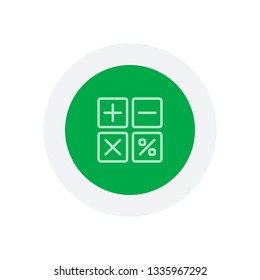 simple icon of calculator. Icon in colored circle with gray bold border. Web button, modern flat design