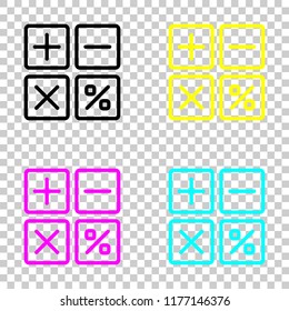 simple icon of calculator. Colored set of cmyk icons on transparent background