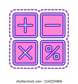 simple icon of calculator. Colored sketch with dotted border on white background