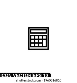 Simple Icon Calculator Vector Illustration Design. Outline Style, Black Solid Color.