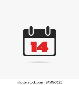Simple icon calendar c date 14 (Valentine's Day)