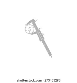 Simple icon calipers with coin.