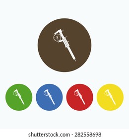 Simple icon calipers with coin.