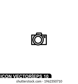 Simple Icon Camera Vector Illustration Design. Outline Style, Black Solid Color.