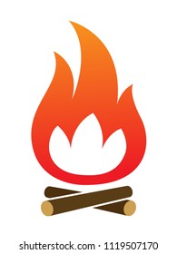 Simple icon of campfire isolated on white background. 